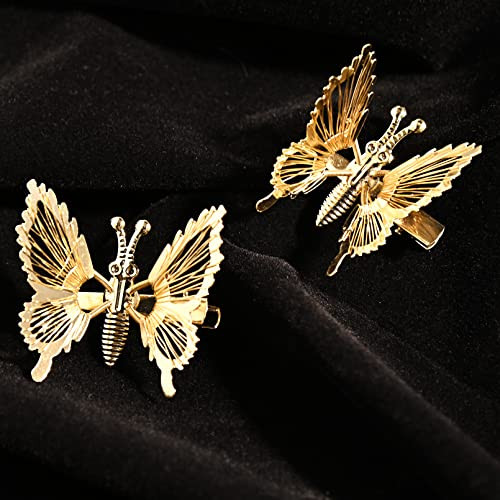 Deeka 12 Pcs Moving Butterfly Clips 3D Metal Gold Silver Black Moving Wings Butterfly Hair Accessories 90S Hair Clips Barrette For Women And