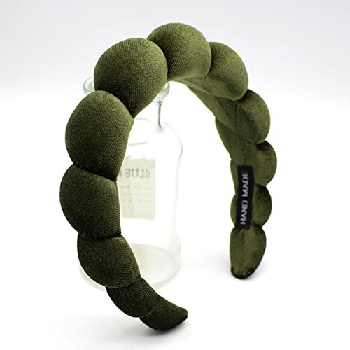 Uchyius Fashion Headbands For Women Padded Fabric Hair Bands Wide Velvet Non Slip Headband Hair Accessories For Women Girls Leaf Green