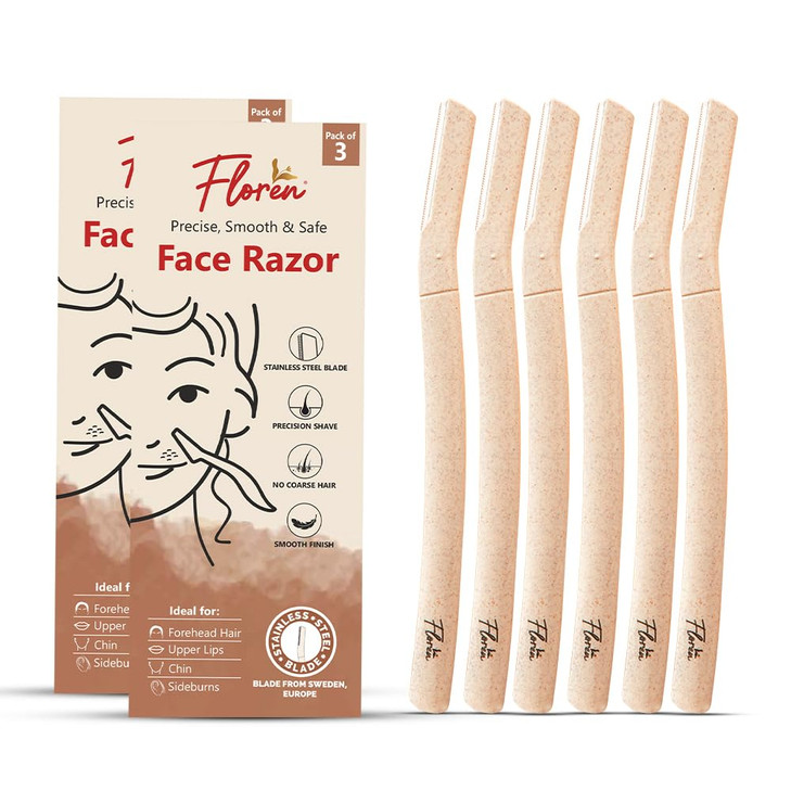 Floren Dermaplaning Tool With Precision Cover 6Ct Dermaplane Tool Face Razor For Women Eyebrow Shaper Dermaplaning Tool Womens Face Razor
