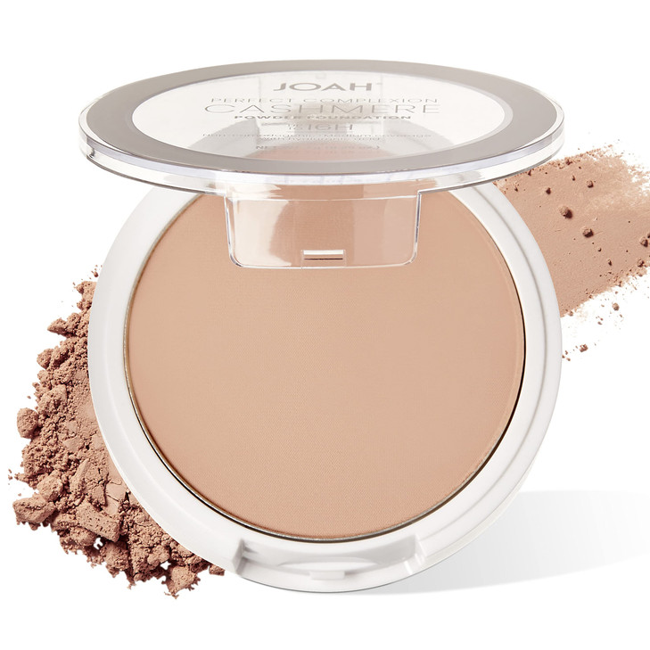 Joah Perfect Complexion Cashmere Powder Foundation Medium Face Coverage Matte Finish Korean Makeup Compact Design For Oily And All Skin