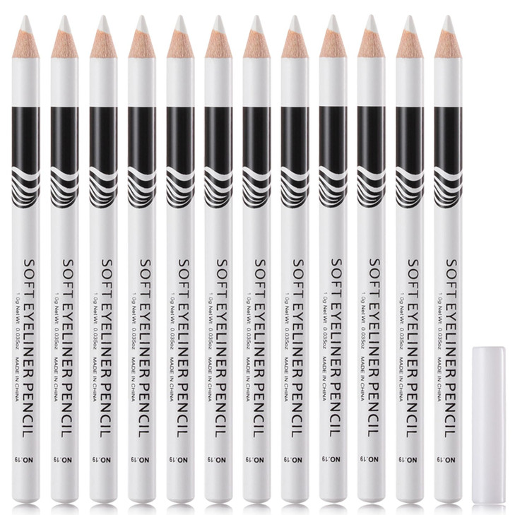 Wenjlyj 12 Pcs White Eyeliner Pencils Professional Long Lasting Waterproof Makeup Pencils Highly Pigmented Inner Corner Eye Highlighter