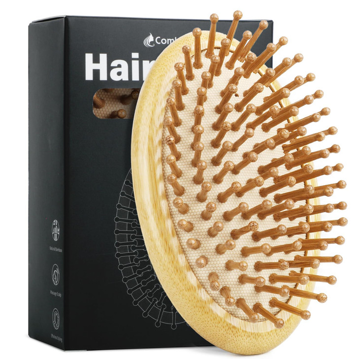 Combetter Bamboo Hair Brush Scalp Massager For Hair Growth And Detangling