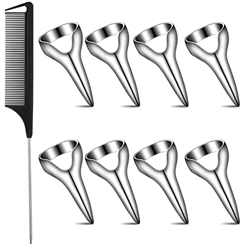 Zopeal 9 Pieces Stitch Braid Tool Finger Hair Parting Ring Pinky Selecting