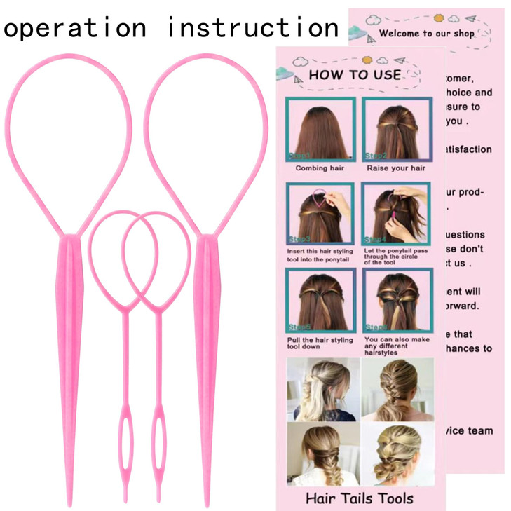 Zvorei 8Pcs Hair Brushes Set Wit Pink 4Pcs Topsy Hair Tail Tools