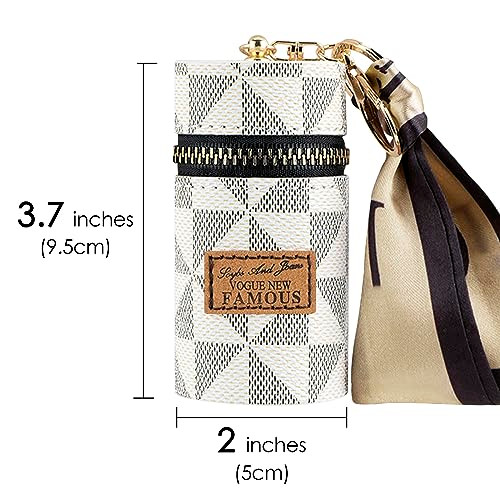 Adorila Lipstick Case Keychain With Scarf Mini Pouch White 1 Pack