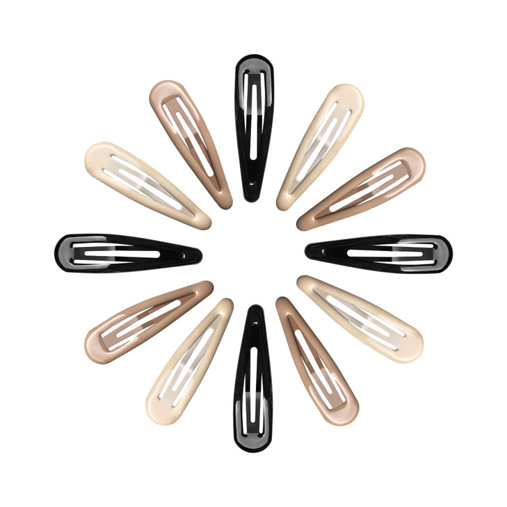 Cptots Large Snap Clips Water Drop No Slip Barrettes For Women Metal Hair Clips For Thick And Thin Fine Hair Black Brown Beige 2.67 X 0.7