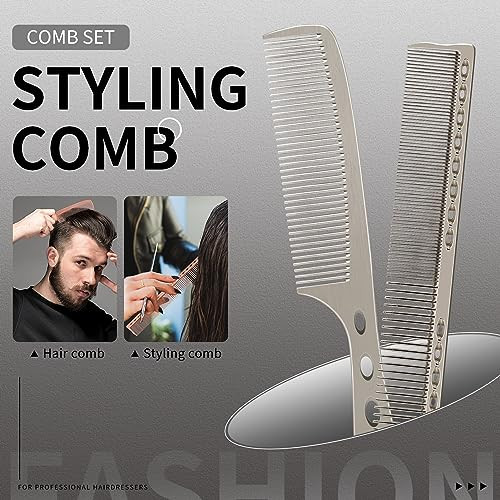 Hair Styling Comb 2Pcs Metal Combs For Hair Women Space Aluminum Stainless Steel Anti Static Sparse Haircut Comb Beauty Tool Silvery