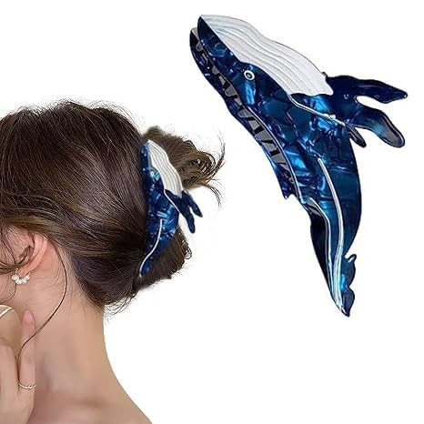 Whale Hair Clips Animal Acetate Claw Clips Big Jaw Barrettes For Hair Hair Accessories For Women And Girls Blue