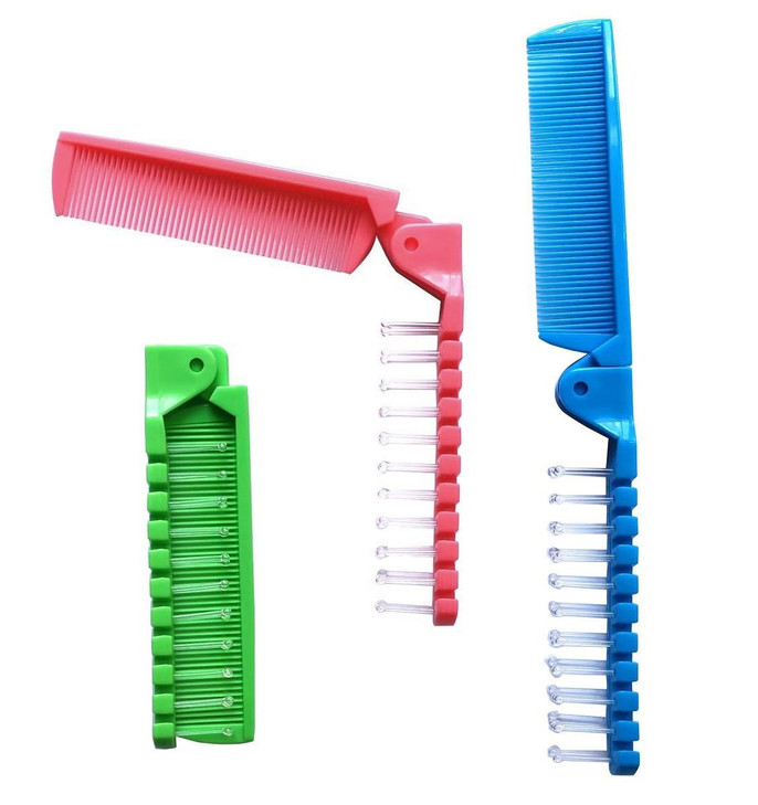 Fonteeus 3Pcs Hair Brush Set Folding Travel Brush Fine Tooth Pocket Comb Massage Head And Baby Braiding Brush For Kids And Adults In Green