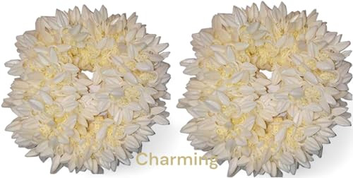 Unique Kaftans Mogra White Gajra Hair Accessories Gajra Rubber Band For Women Pack Of 2 White