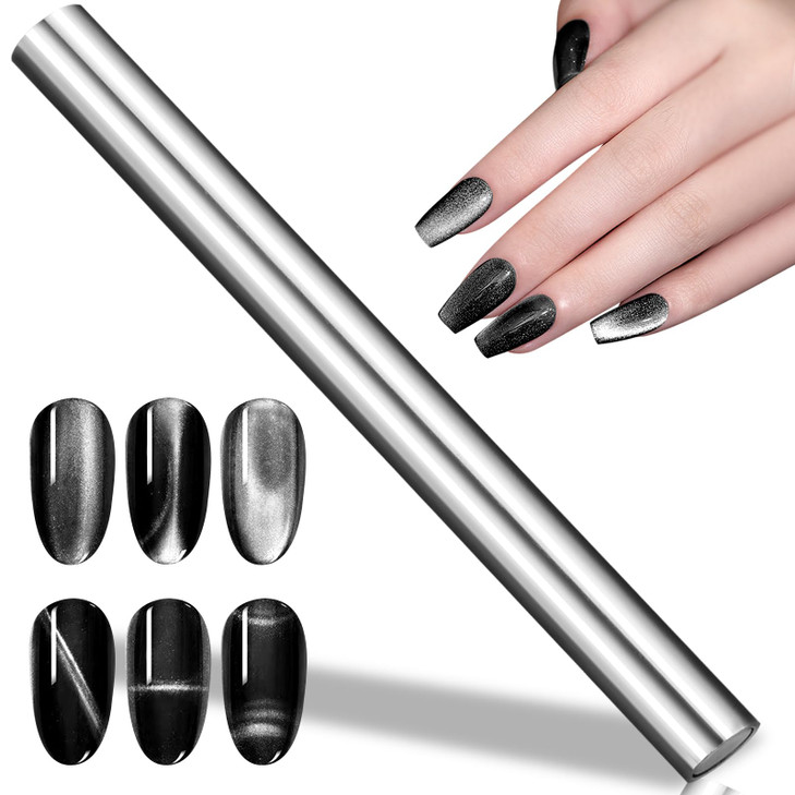Vnjaoi Nail Magnet Tool Super Long Double Head Nail Magnet Pens Magnet Stick 3D Magnetic Cat Eye Gel Polish Nail Art For Diy 3D Magnetic