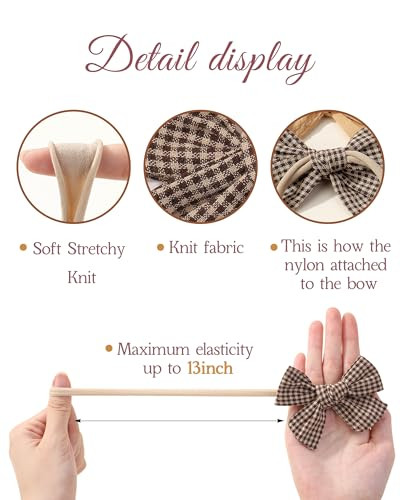 Doboi 10 Pack Baby Girl Headbands With Bows Soft Nylon Newborn Headbands