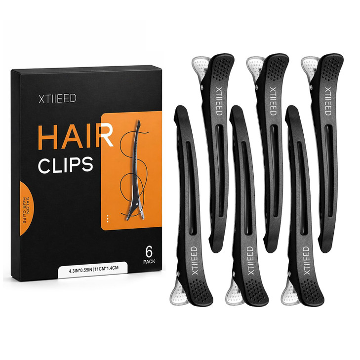 Xtiieed Hair Sectioning Clips 6 Pack No Crease Duck Bill Clips Black