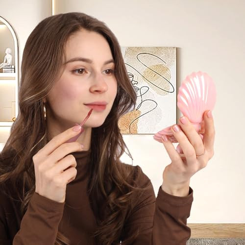 Maji Mama Metallic Shinning Finish Foldable Travel Hair Brushes With Mirror Shell Shape Portable Folding Pocket Hair Brush Mini Hair Comb