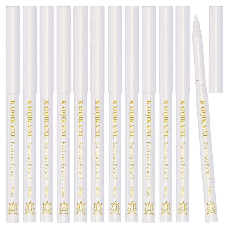 12Pcs White Eyeliner Pencils Professional Use As Highlighter Lip Line Pen Long Lasting Nice Color Eye Brow Gel Pen Makeup Brow Tint Pencils