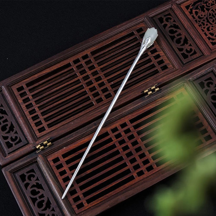 Rabithenn S925 Yulan Silver Hairpin Hair Fork Chinese Style Retro Handmade Hair Accessory For Women Girls Long Hair Yulan