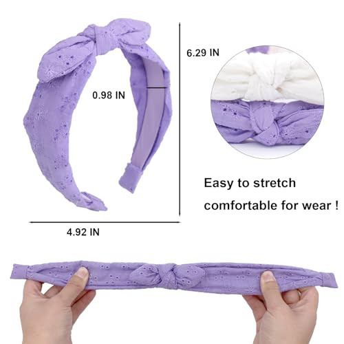 Melbelia Bow Headbands For Girls Thin Headband With Bow Women Hair Accessories Fashion Knotted Head Band Non Slip For Girls Purple White