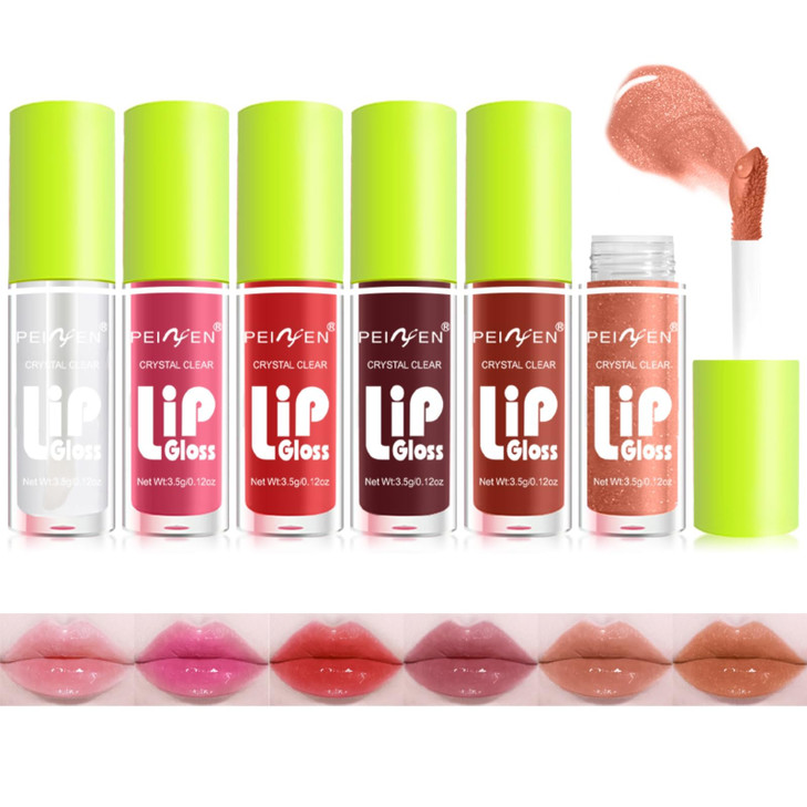 Zamaniya 6 Colors Lip Gloss Set Mini Fat Oil Lip Drip High Shine Plumping Lip Oil And Clear Lip Gloss Long Lasting Moisturizing Non Sticky