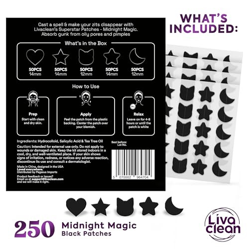 Livaclean 250Ct Black Star Pimple Patches For Face Pimple Patch