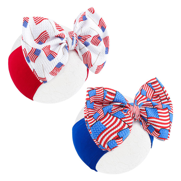 Oneninedream Hairband 4Th Of July Baby Headband American Flag Bow Patriotic Headband Red Blue White Newborn Bows Infant Headband For Baby