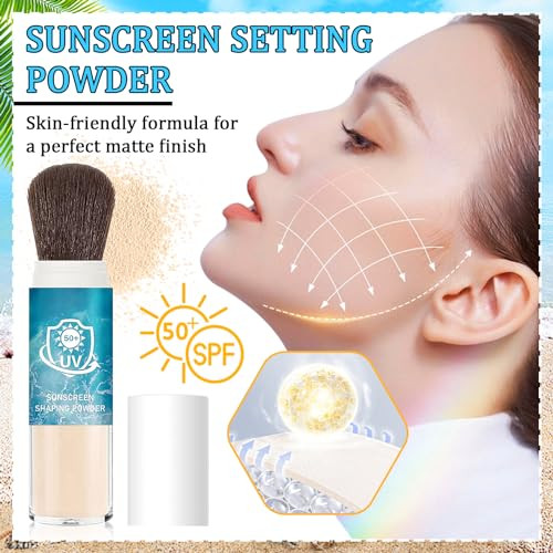 Duozeng Mineral Face Sunscreen Setting Powder Lasting Oil Control Lightweight Powder Sunscreen With Spf50 Plus Loose Waterproof Brush On