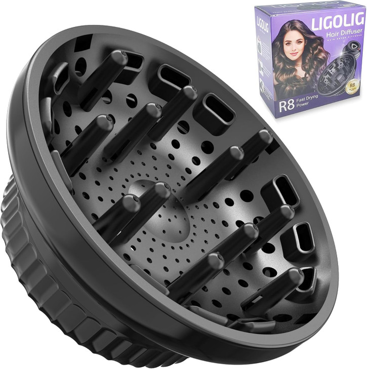 LIGOLIG Hair Difuser Attachment Universal Diffuser Hair Dryer for 1.4-inch to 2.4- inch Blow Dryer, Hair Diffuser for Curly Hair and Natural Wavy Hai