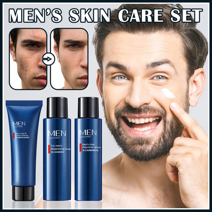 Fusang Mens Facial Skin Care Kit,Hydrating Mens Skincare Gifts Set,Nourishing Skin Care Kit for Men,Mens Face Moisturizer Wash Facial Lotion Kit for