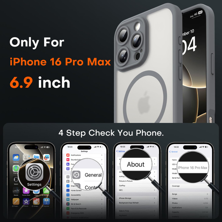 TOCOL Magnetic for 16 Pro Max Phone case, Upgraded Full Camera Protection, Compatible with Magsafe, Drop Protection, Translucent Matte Back Bumper Co
