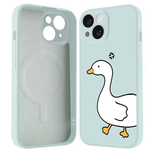 LuminousGuard for iPhone 16 Pro Case, Compatible with MagSafe, Cute Kawaii Duck Magnetic Phone Case, Blue Liquid Silicone Soft Slim Fit Protective Co