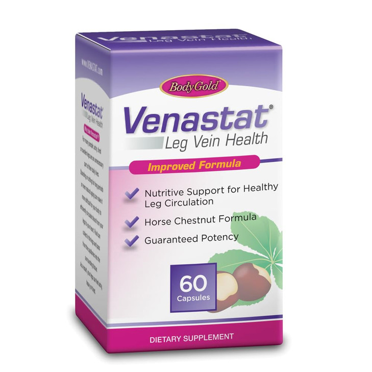 Body Gold Venastat - Leg Vein Support Supplements, Horse Chestnut Supplements, Herbal Circulatory Support with Diosmin for Men & Women, Healthy Blood