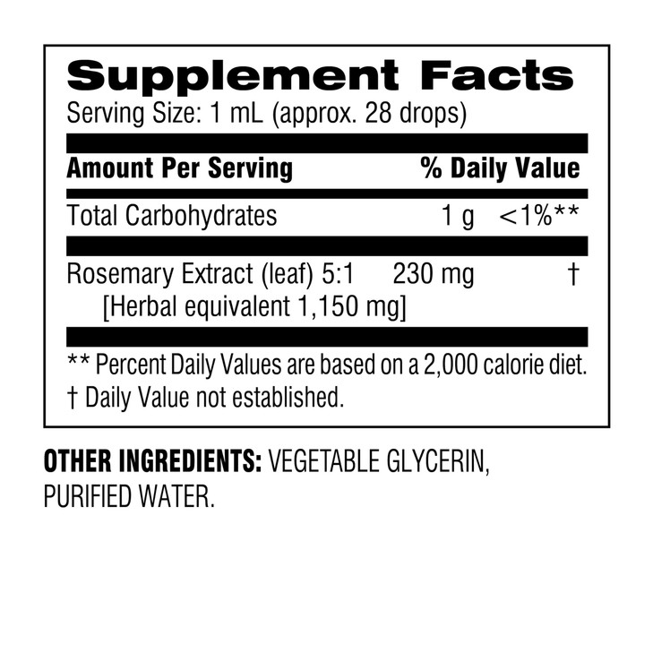 Botanic Choice  Rosemary Leaf Liquid Extract  Alcohol Free, Gluten Free  Fast Acting Supplement Drops  Easy to Use Dropper  1 Fluid Ounce