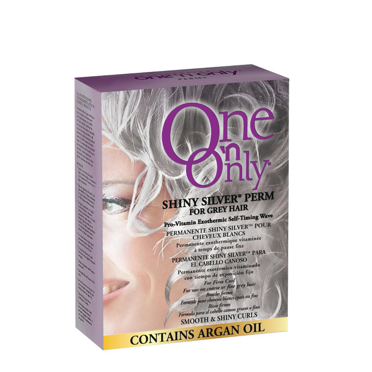 One 'n Only Shiny Silver Perm Kit - Self Heating Home Perms for Women with Argan Oil - Hair Treatment for Soft, Manageable Curls with Gray Hair (1 Bo