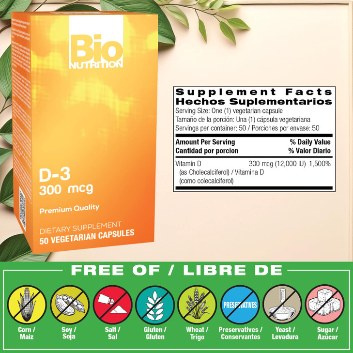 Bio Nutrition D3 12000 Iu Vegi-Caps, 50 Count