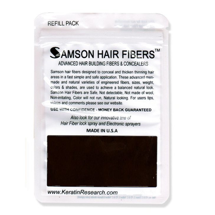 Samson Hair Fibers for Thinning Hair - 100% Undetectable Natural Formula - Completely Conceals Hair Loss in Seconds. Covers bald spots. Thicken your