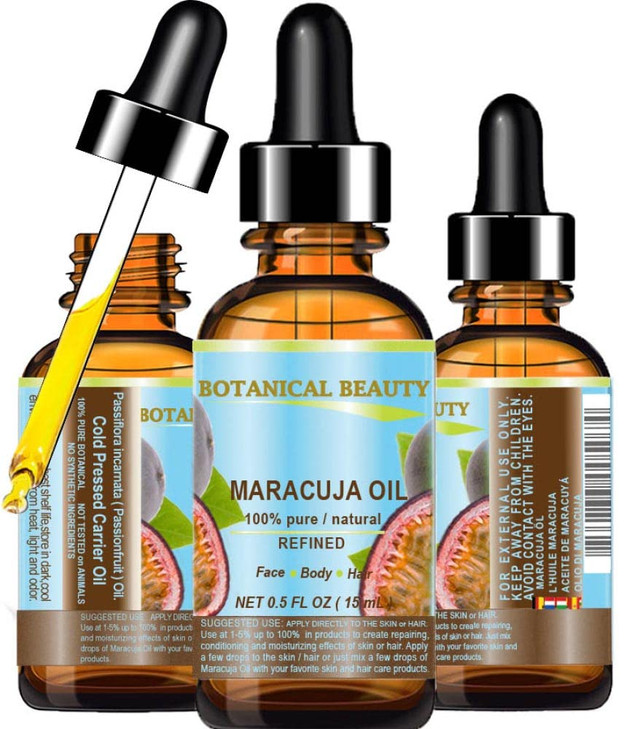 Botanical Beauty MARACUJA OIL 100% Pure Natural Cold Pressed Undiluted for Face, Skin, Hair, Body, Lip, Nails 0.5 Fl Oz - 15 ml Rich in Vitamin C