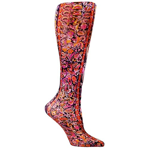 Celeste Stein Therapeutic Compression Socks, Black Versache, 15-20 mmhg, 1 Pair
