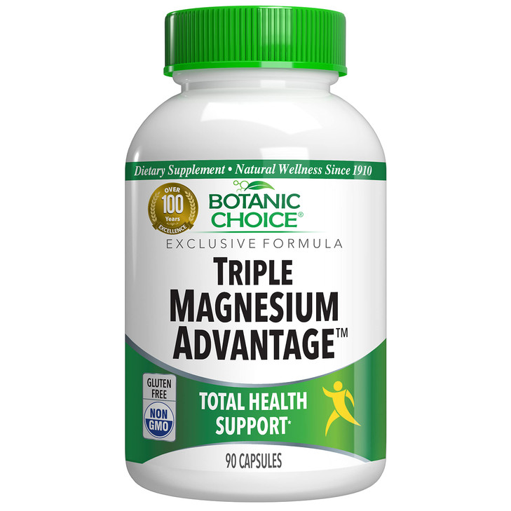 Botanic Choice Triple Magnesium Advantage - Magnesium Aspartate Citrate & Lactate Complex Supplement for Nerve, Digestive, Muscular & Heart Health fo