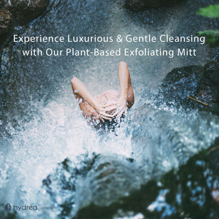 Hydrea London Exfoliating Mitt - Ultra-Soft Natural Bamboo Face Exfoliator & Body Scrubber for Men & Women - Deep-Cleanse, Massage & Bathing Shower S