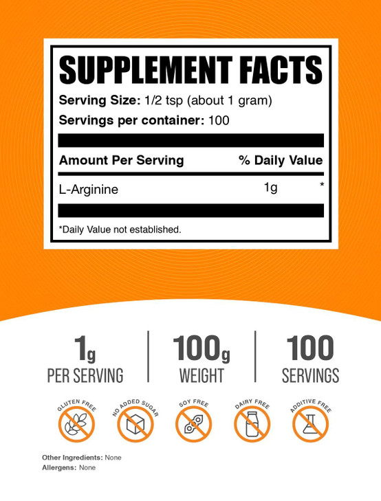 BulkSupplements.com L-Arginine Powder - L-Arginine Base, Arginine 1000mg, Arginine Supplement - Nitric Oxide Powder, Nitrous Oxide Supplement - Glute