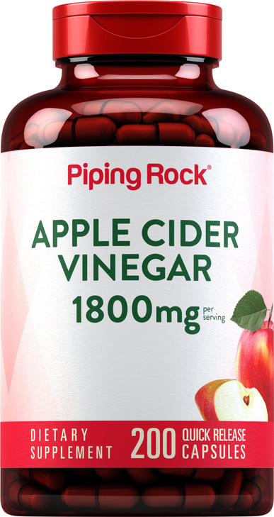 Piping Rock Apple Cider Vinegar Capsules 1800 mg | 200 Pills | Potent Formula | ACV Supplement for Men and Women | Non-GMO, Gluten Free