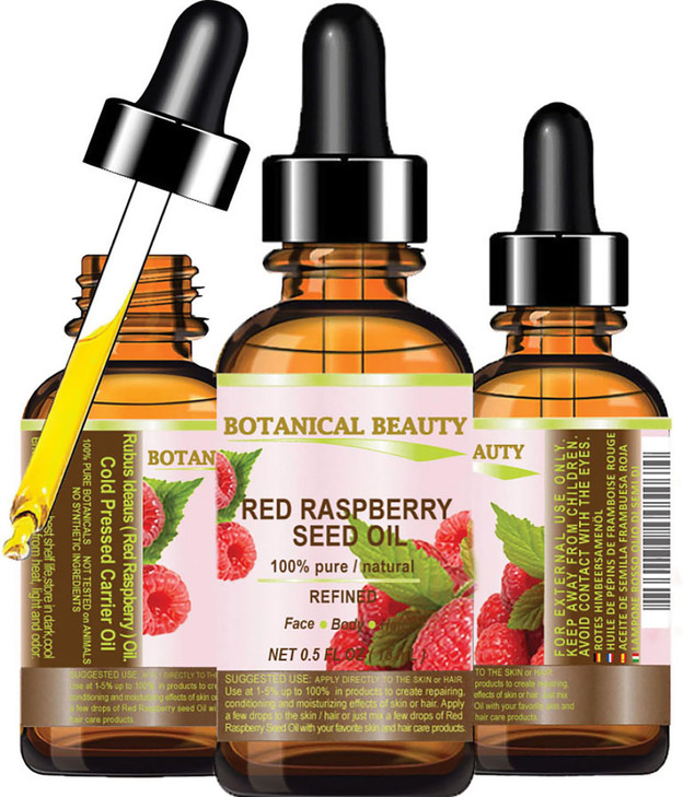 Red Raspberry Seed Oil. 100% Pure/Natural/Undiluted/Refined Cold Pressed Carrier Oil. 0.5 Fl.oz.-15 ml. For Skin, Hair, Lip And Nail Care. by Botanic