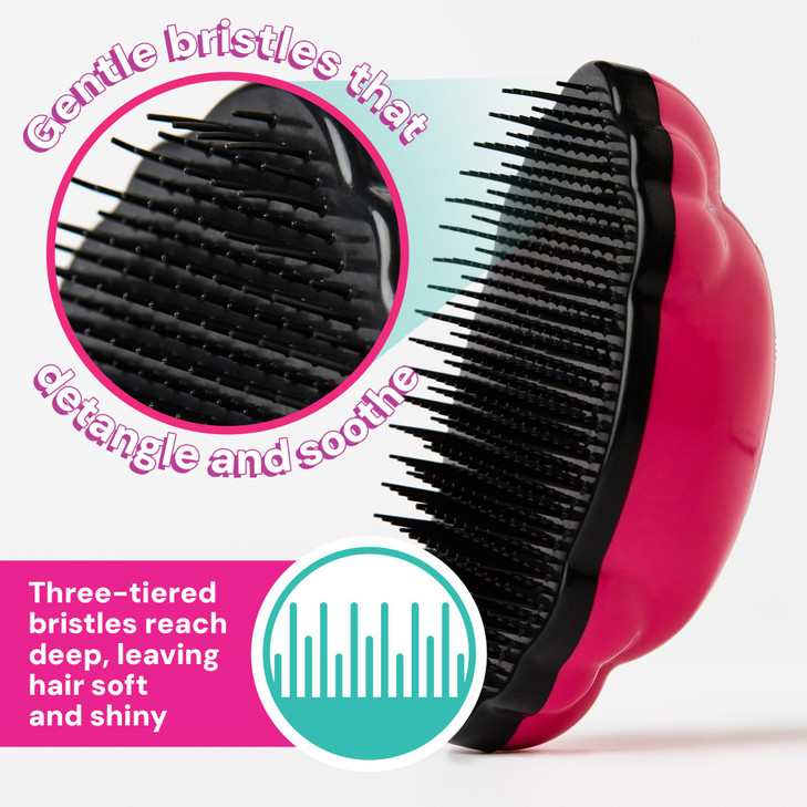 Knot Genie Teeny Detangling Hair Brush for Kids (Peaceful Pewter) | Perfect Detangling Brush for Curly Hair, Gently Separate Tangles, Leaves Hair Smo