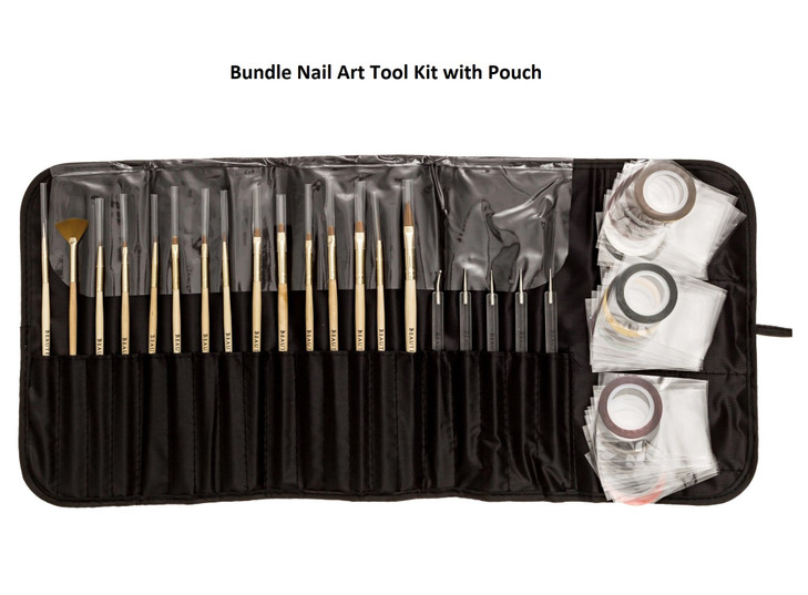 Beaute Galleria Bundle 50 Pieces Nail Art Tool Kit with Pouch - 5 Pieces Dotting Tool Marbleizing Pen (10 Sizes), 15 Pieces Acrylic Gel Detailing Pai