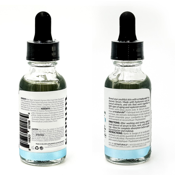 ArtNaturals Hyaluronic Acid Serum - Anti- Aging Facial Serum, Natural Moisturizer w/Vitamin C Serum & Vitamin E - for Skin Care - Reduce Wrinkles & D