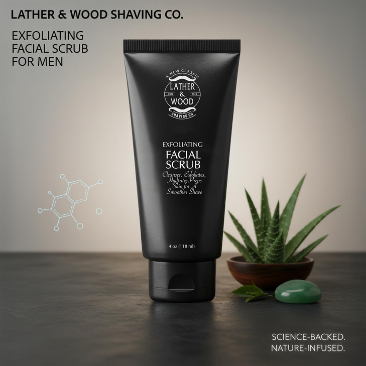 Best Face Wash for Men - Lather & Wood's Face Scrub - Luxurious Exfoliating Facial Wash for the Men. 4oz