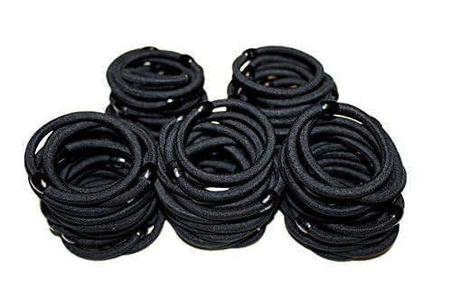 Syleia Pack of 100 Classic Round Hair Ties Elastics 4mm Thick No Damage No Metal Superior Hold for All Hair Types Durable Strong