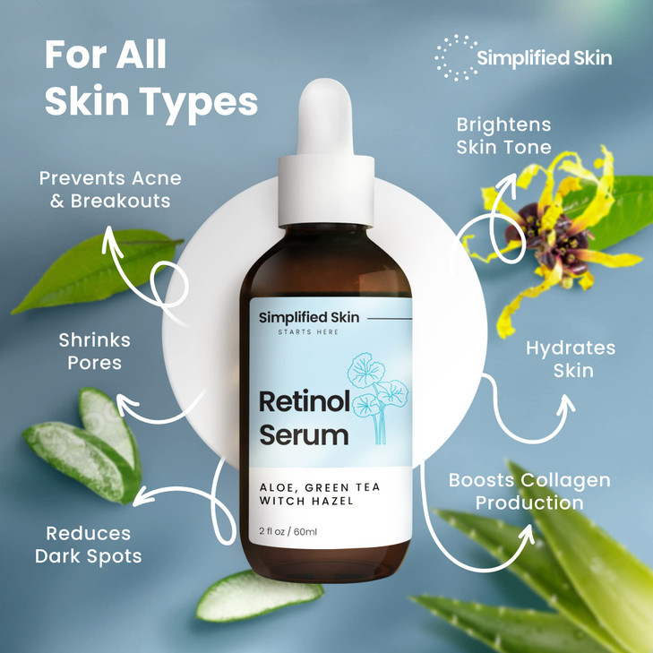 Simplified Skin Retinol Serum for Face  2.5% Retinol with Hyaluronic Acid  for Acne Marks, Smoothing Fine Lines & Wrinkles  Day & Night Anti-Aging