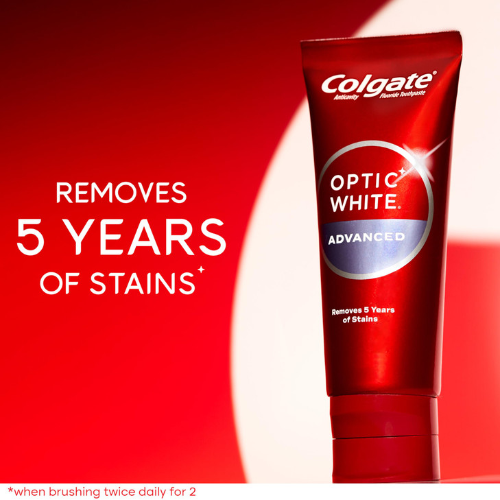 Colgate Optic White Advanced Hydrogen Peroxide Toothpaste, Teeth Whitening Toothpaste Pack, Enamel-Safe Formula, Helps Remove Tea, Coffee, and Wine S