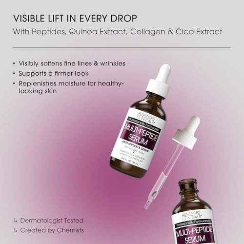 Advanced Clinicals Multi Peptides Serum For Face | Visible Anti Aging Hydrating Collagen Peptide Facial Serum With Vitamin E Helps Improve Look Of Wr