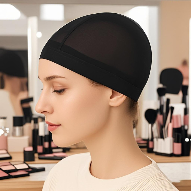 Bevisun 10 Pack Mesh Wig Caps for Wig Making  Stretchable Dome Wig Cap for Women, Ideal for Lace Front Wigs (Black)